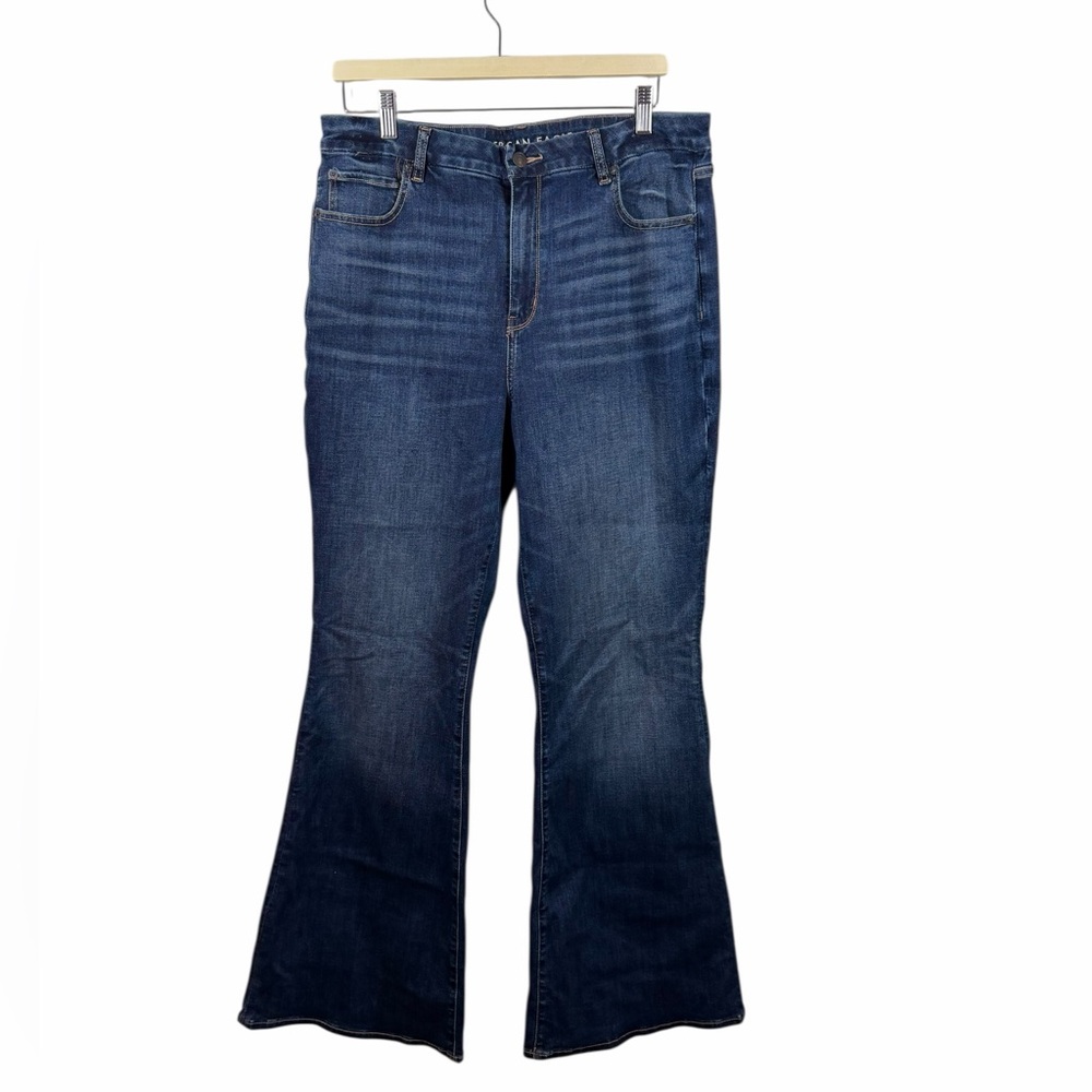 American Eagle Dark Wash Jeans High Rise Flared Hem